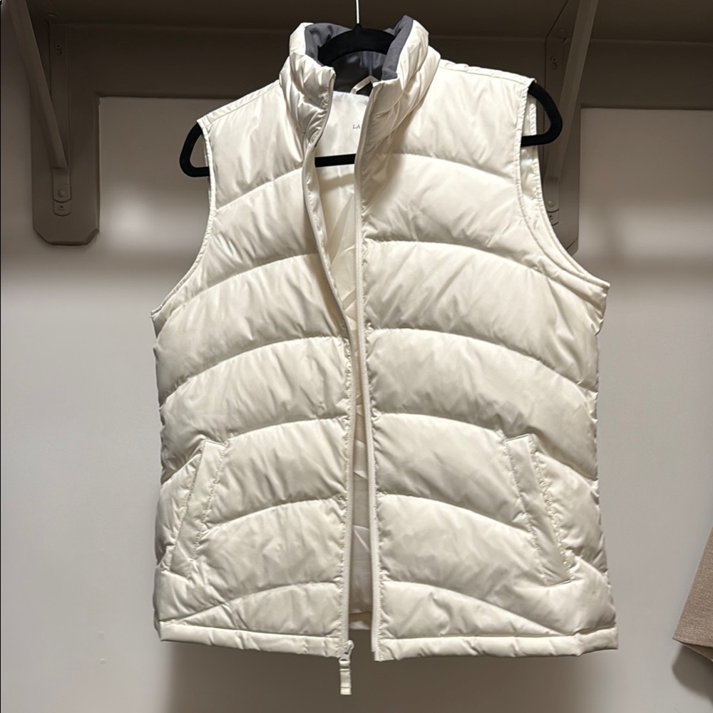 Lands' End Cream Quilted Puffer Vest
